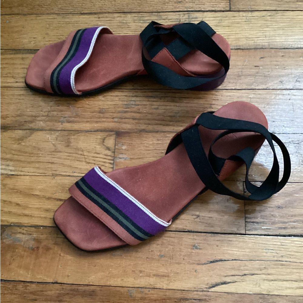 Arche Sz 38 Multicolor Ankle Wrap Sandals - Brown and Purple